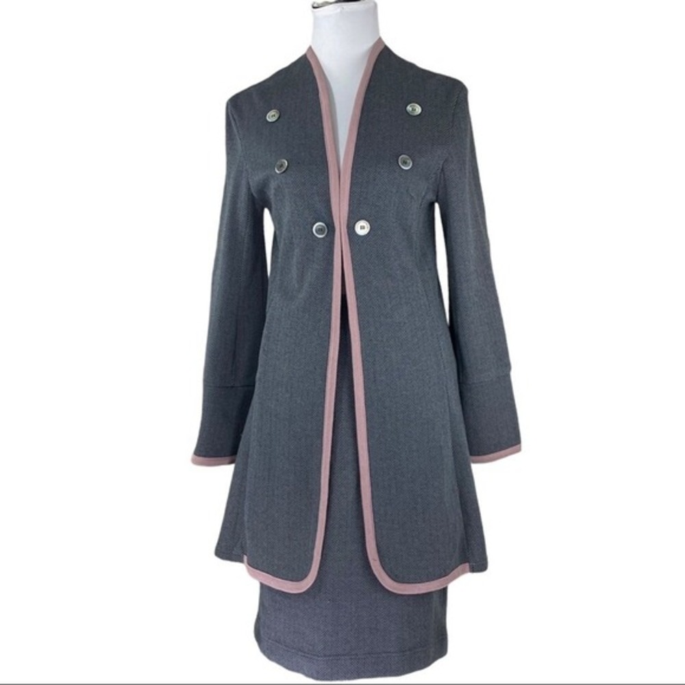 Jonano Women's Gray Luxury Herringbone‎ Modern Jacket and Skirt Suit M/C38/W31